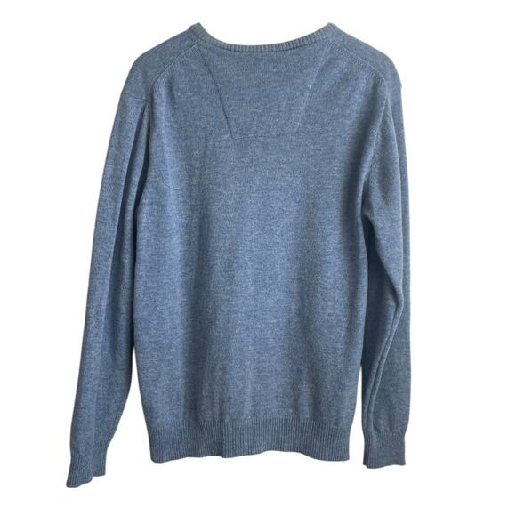 John Cabot Mens Sweater L Blue Lambswool‎ Minimal Office Travel Classic Neutral - Picture 3 of 8